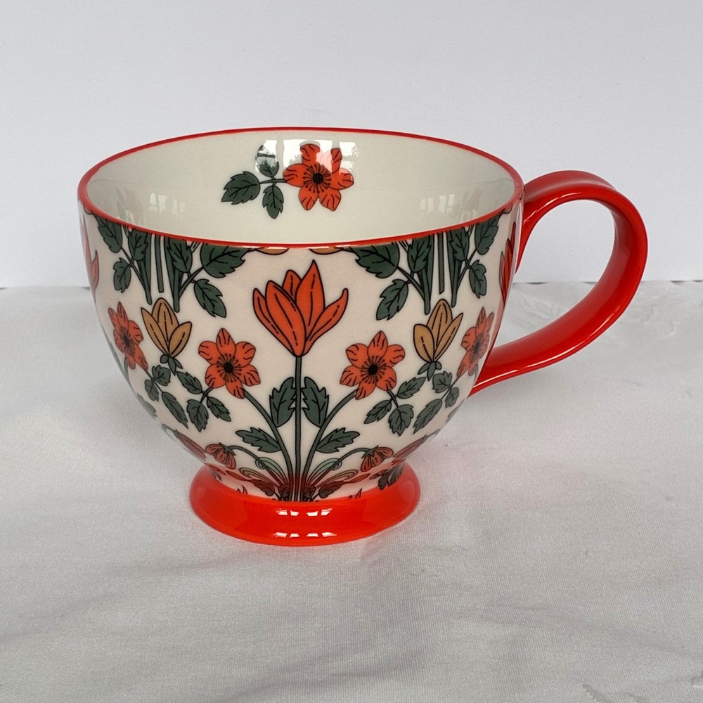 Potter's Studio Mug Floral Footed Ceramic Grandmillenial Cottage Boho